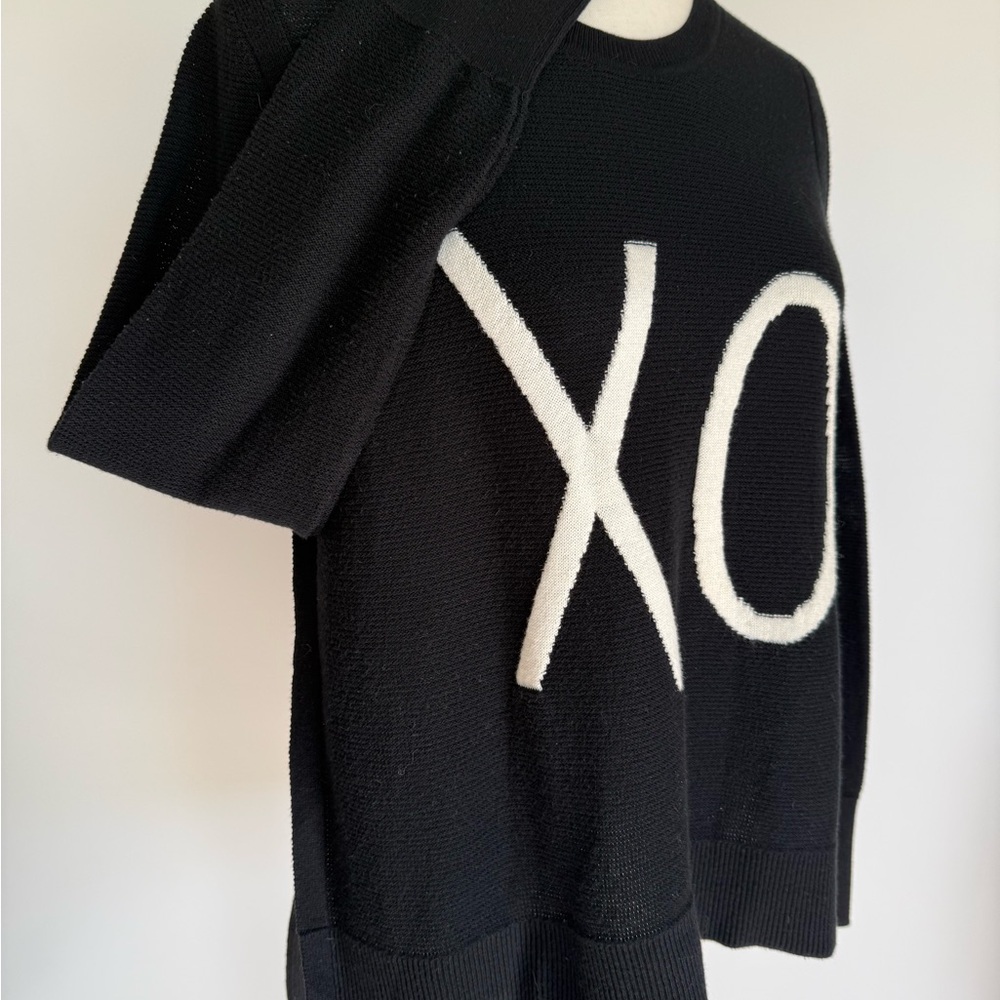 Banana Republic Cotton Cashmere Sweater XO Spell-out High Side Slits Size Small - Picture 7 of 13